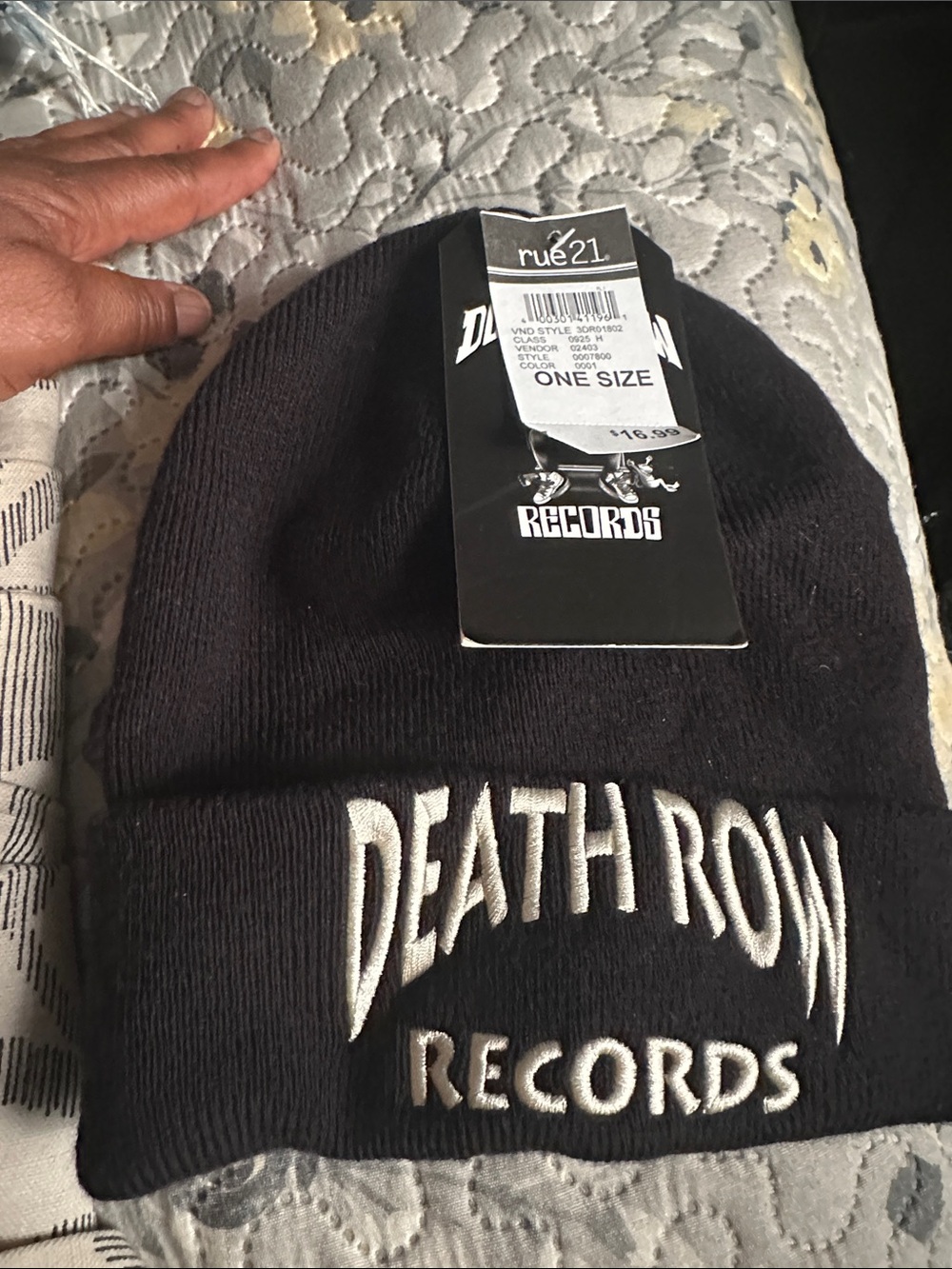 Death Row Records Embroidered Beanie Hat - Black